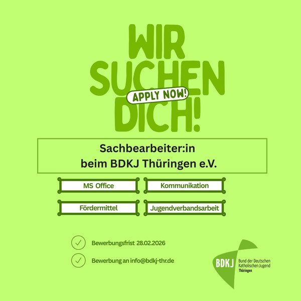 Titelbild: Stellenausschreibung - Sachbearbeiter:in beim BDKJ Thüringen e.V.