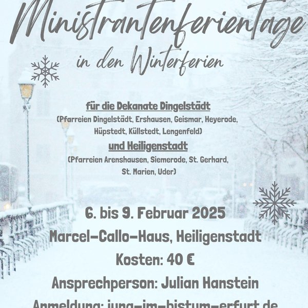 Ministrierendenferientage für die Dekanate Dingelstädt und Heiligenstadt