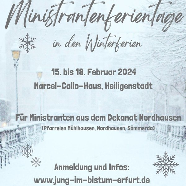 Ministrierendenferientage für die Dekanate Dingelstädt, Leinefelde-Worbis, Nordhausen